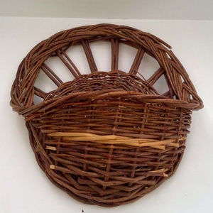 vintage country hand woven pocket wall basket
